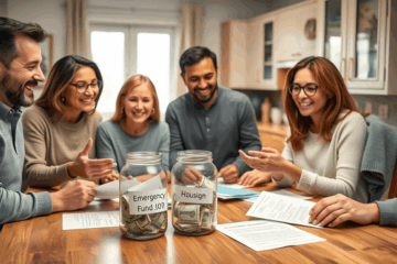 A family discussing financial planning for emergencies.