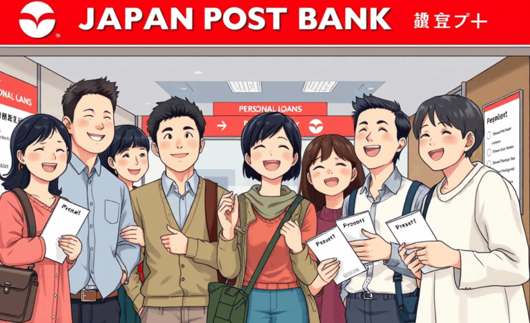A visual representation of urgent financial assistance options available through Japan Post Bank personal loans.