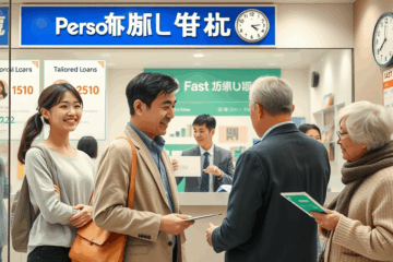 A person reviewing loan options at a bank for urgent financial needs.