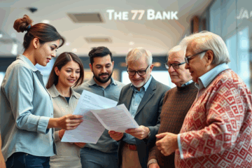 A person looking for urgent financial assistance with The 77 Bank's personal loan options.